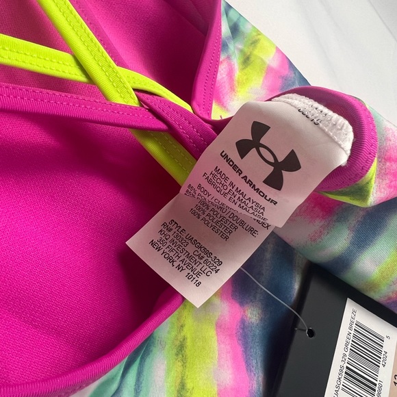 NWT Girls' UA Stripe Dash One-Piece Swimsuit - Picture 7 of 7